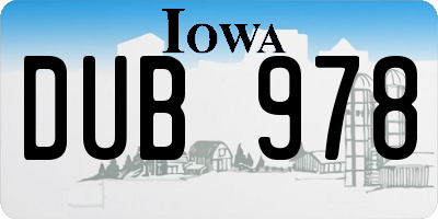IA license plate DUB978