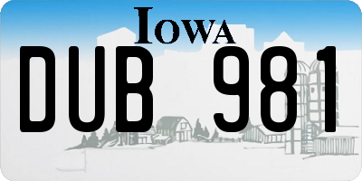IA license plate DUB981