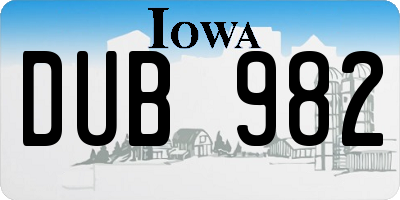 IA license plate DUB982