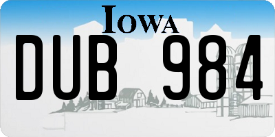 IA license plate DUB984