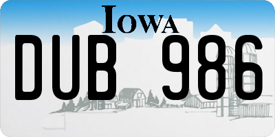 IA license plate DUB986
