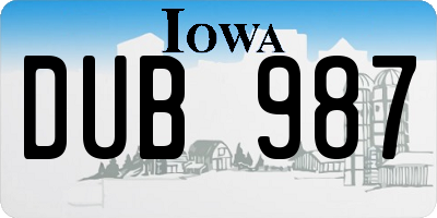 IA license plate DUB987