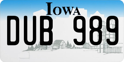 IA license plate DUB989
