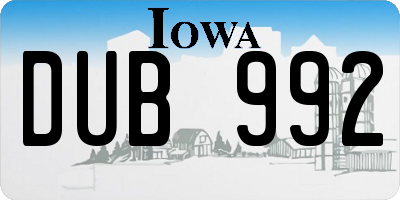 IA license plate DUB992