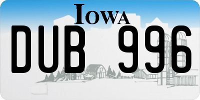 IA license plate DUB996