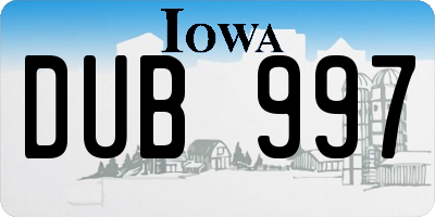 IA license plate DUB997