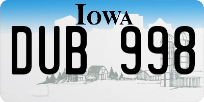 IA license plate DUB998