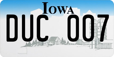 IA license plate DUC007