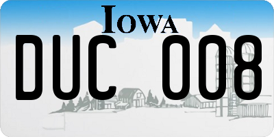 IA license plate DUC008