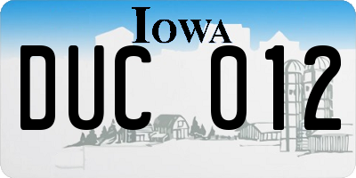 IA license plate DUC012