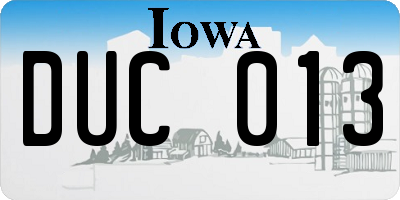 IA license plate DUC013