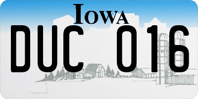 IA license plate DUC016