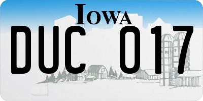 IA license plate DUC017