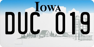 IA license plate DUC019