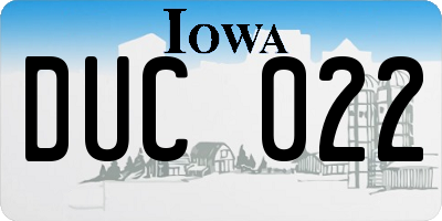 IA license plate DUC022