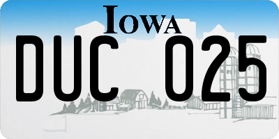 IA license plate DUC025