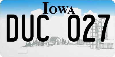 IA license plate DUC027