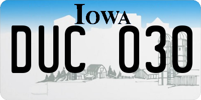 IA license plate DUC030
