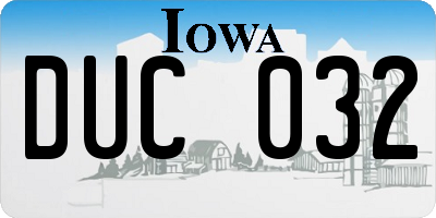 IA license plate DUC032