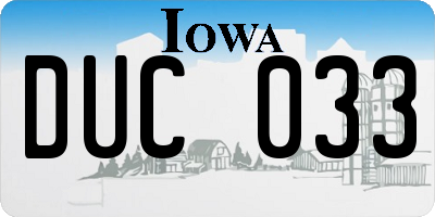 IA license plate DUC033
