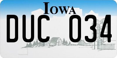 IA license plate DUC034