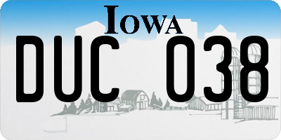 IA license plate DUC038