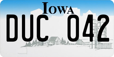 IA license plate DUC042