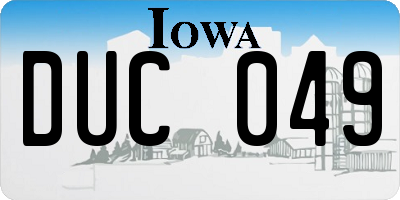 IA license plate DUC049