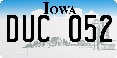 IA license plate DUC052