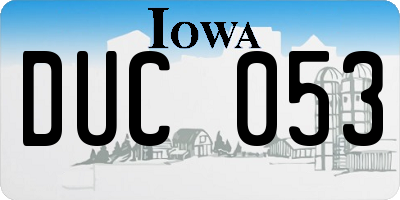 IA license plate DUC053