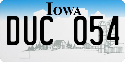IA license plate DUC054
