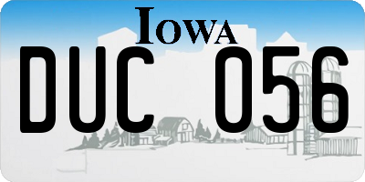 IA license plate DUC056