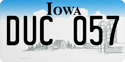IA license plate DUC057