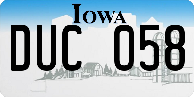 IA license plate DUC058