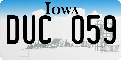 IA license plate DUC059