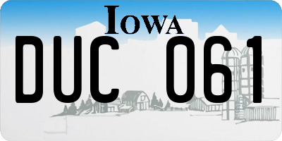 IA license plate DUC061