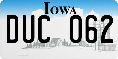 IA license plate DUC062