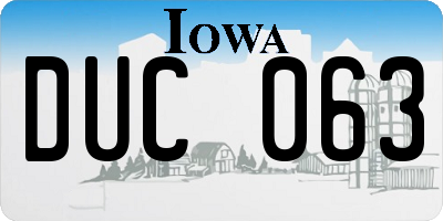 IA license plate DUC063