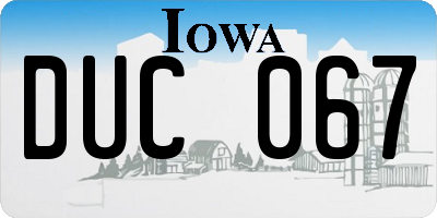 IA license plate DUC067