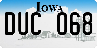 IA license plate DUC068