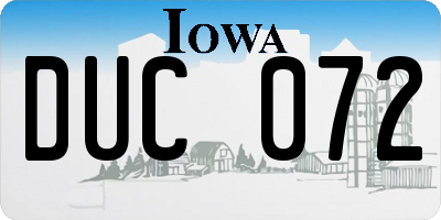 IA license plate DUC072