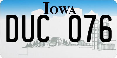 IA license plate DUC076