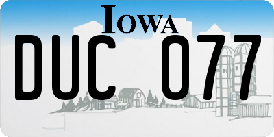 IA license plate DUC077