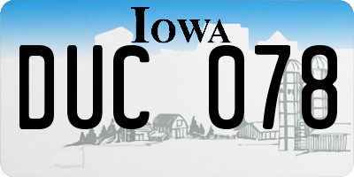 IA license plate DUC078