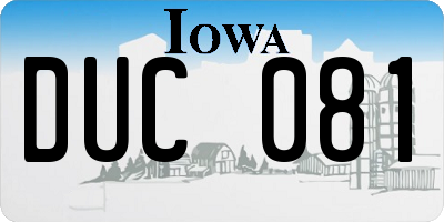 IA license plate DUC081