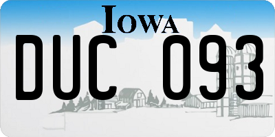 IA license plate DUC093