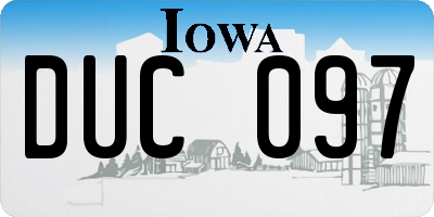 IA license plate DUC097