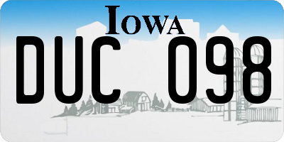 IA license plate DUC098