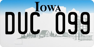 IA license plate DUC099