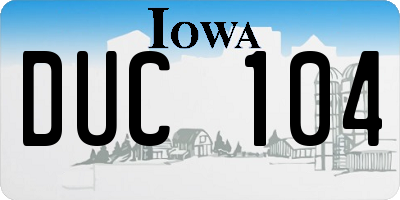 IA license plate DUC104